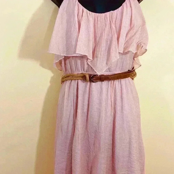 Hello Miss Ruffle Tank Mini Dress Rope Belt - Picture 4 of 12